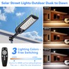 Solar Street Light Outdoor, 3 Color Temperature Waterproof 30000LM, Solar