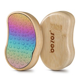 BEZOX Stainless Steel Pedi Egg Foot File Callus Remover for Dry and Wet Feet, Smooth Rough Skin, Plastic-Free Pedicure Tool Pumice Stone, Washable Foot Scrubber for Cracked Heels - Rainbow