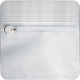 50 Count Exit Bags Measuring 12x9x3 - Premium Squeeze to Open Resealable White Zip-Locking Exit Bag - Airtight Pouch Giant Ziplock Bags for Storage The Exit Ziplock Mylar Pouch