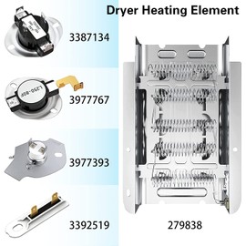 279838 Dryer Heating Element Kit by Blutoget 3977767 dryer thermostat 3392519 thermal fuse 3977393 Thermal Fuse 3387134 Thermostat-Compatible with Whirlpool Ken-more Dryers-Replaces 3387134 AP3094254