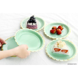 FiveSeasonStuff Paper Plates 7 inch Eco-friendly Biodegradable Compostable (Mint Green | Gold Edge | 22.5cm) 24pcs Disposable