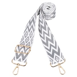 PATIKIL 55in Purse Straps Replacement Crossbody, Bag Straps Crossbody Universal Adjustable Canvas Bohemian for Purses Handbags Guitar, Gray