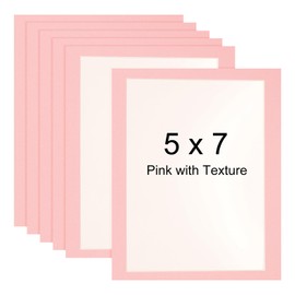 sourcing map 5 x 7 Cardboard Picture Frame, 6pcs Pink with Texture Photo Wall Display Paper Frame with Clear Film for Children's Drawing Artwork Display Gallery Wall Frame Exhibition