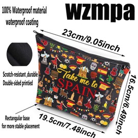 WZMPA Spain Travel Cosmetic Bag Spanish Souvenir Gift Take Me To Spain Zipper Pouch Bag Spain Vacation Gift, Take Spain Bl, Fit