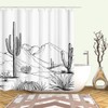 RnnJoile Western Shower Curtain Aztec Cactus Desert Bath Curtain Black