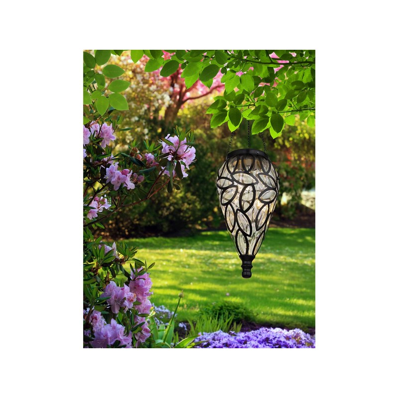 LED Solar Pendant Light Clear Total Height with Chain 50