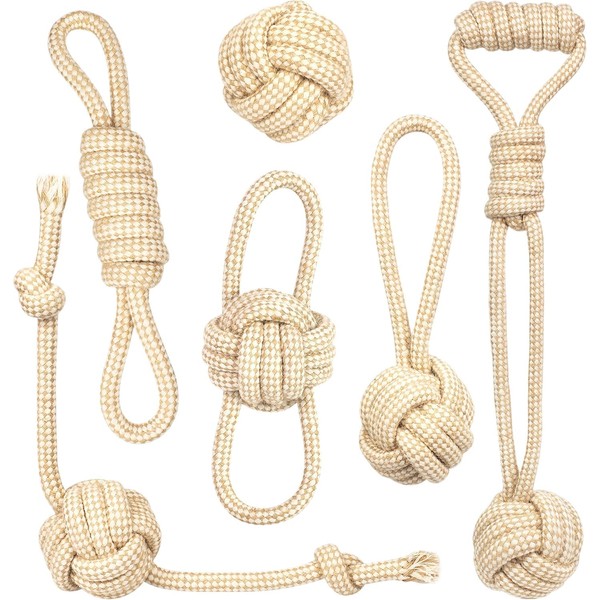 6-Pack Heavy-Duty Rope Dog Toys Natural Cotton Tug & Chew