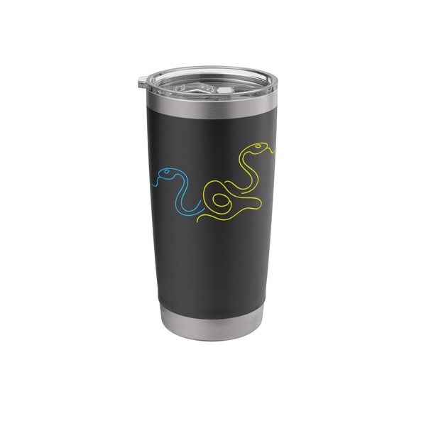 Snake Line Art Minimalist Reptile Simple Blue And Yellow Art
