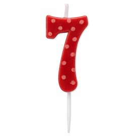 Papyrus Number 7 Birthday Candle, Red Polka Dots (1-Count)