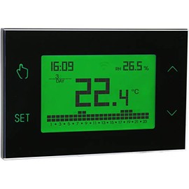 VEMER VE771700 TUO Digital Heating Thermostat with Touchscreen LCD Display, Power Supply 230 V, Black