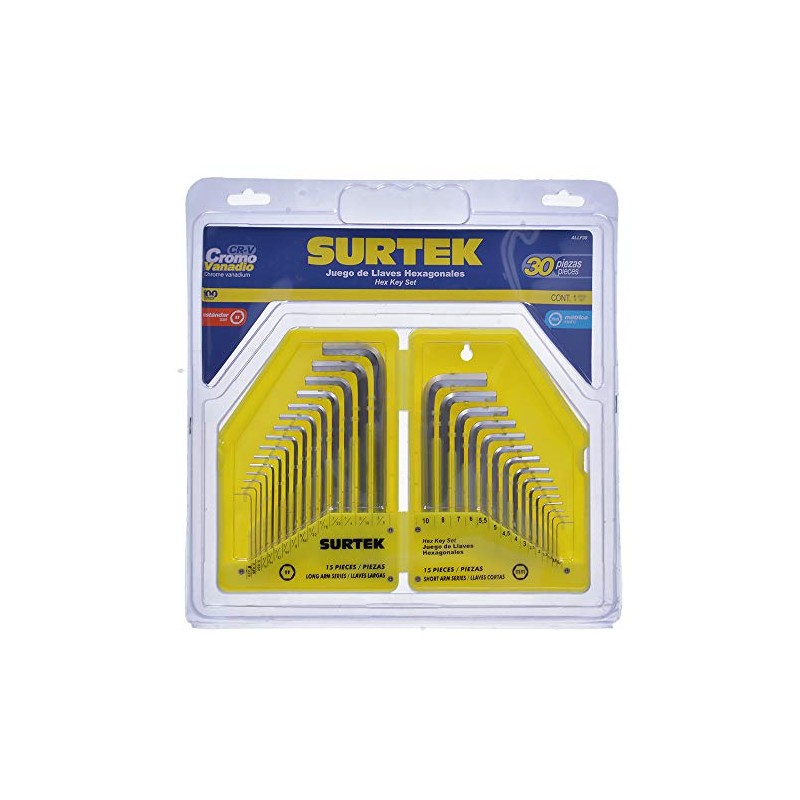 Surtek ALLF30 Juego Combinado de 30 Llaves Hexagonales "L" en