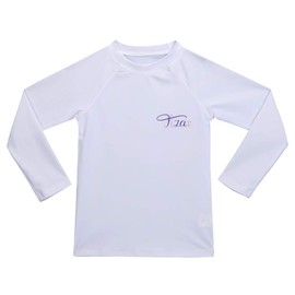 TIZAX Girls' Long-Sleeved UV Swimming Shirt Kids Quick-Drying Swimming Shirt Swimwear Rash Guard, White