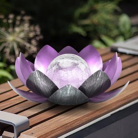QZHP Solar Light Outdoor, Metal Glass Decorative Waterproof Garden Light LED Solar Flower Lights for Patio, Lawn,Walkway,Tabletop,Ground (Purple)