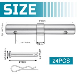24 Pack Scaffolding Coupling Pin 1-1/4"OD x 9" l Heavy Duty Scaffolding Coupling Pin with 1" Collar and 48 Spring Retainers Locking Pins Scaffold Connecting Rod Accessories