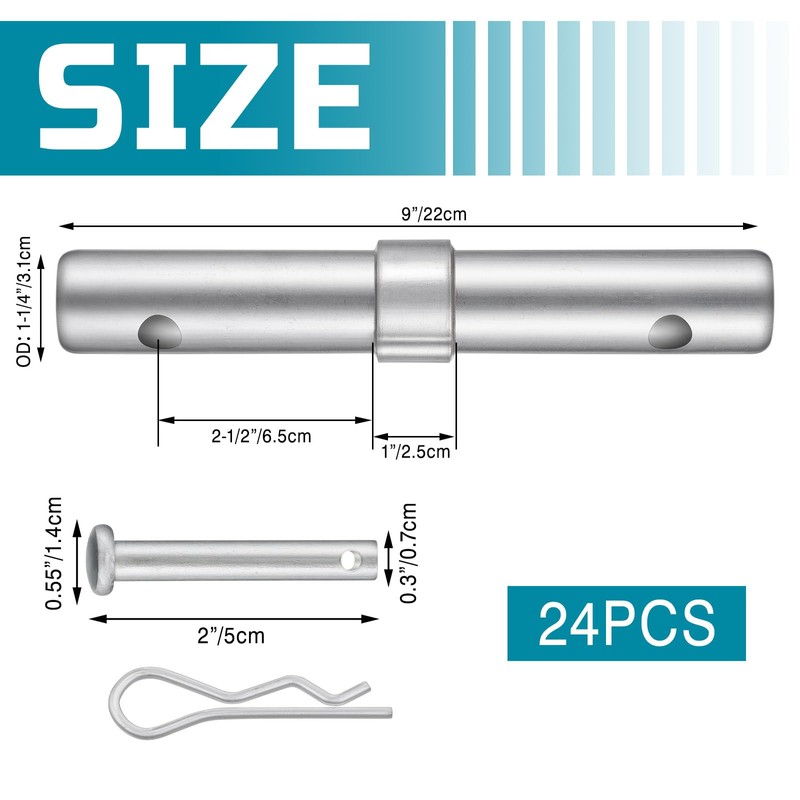 24 Pack Scaffolding Coupling Pin 1-1/4"OD x 9" l Heavy