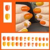 Maple Leaf Press on Nails Short Square Fake Nails Orange