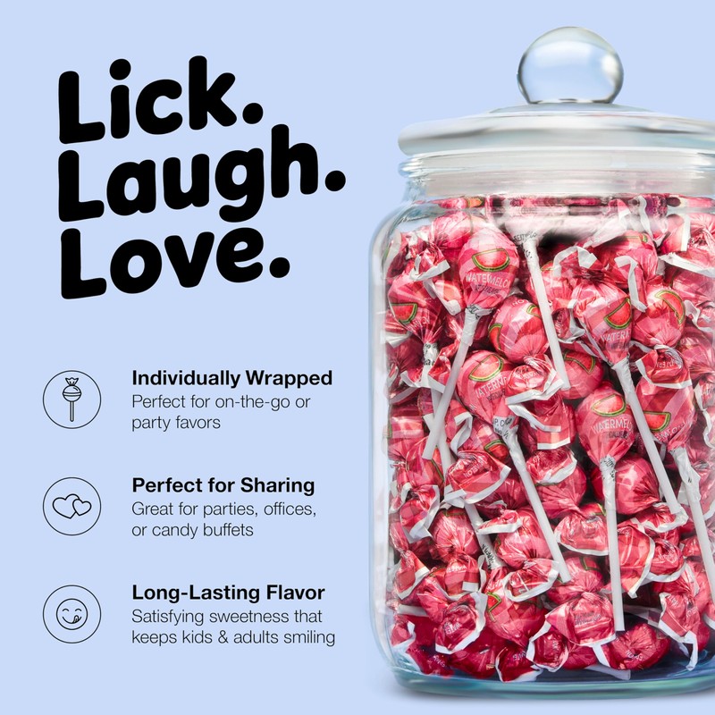 Watermelon Lollipops – 65 Count Bulk Candy Pack, Individually Wrapped