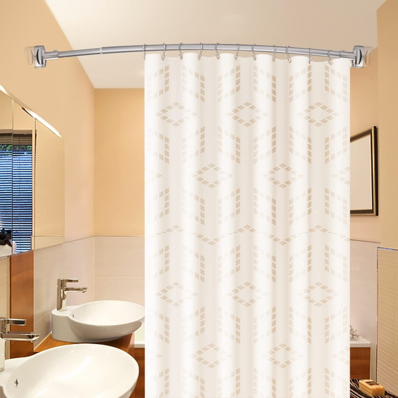 TENOVEL Curved Shower Curtain Rod, Round 42-73 Inches Shower Rods