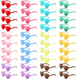 40 Pairs Heart Sunglasses Rimless Transparent Heart Shaped Glasses Candy Color Party Favor for Women Men Decoration (Classic Colors)