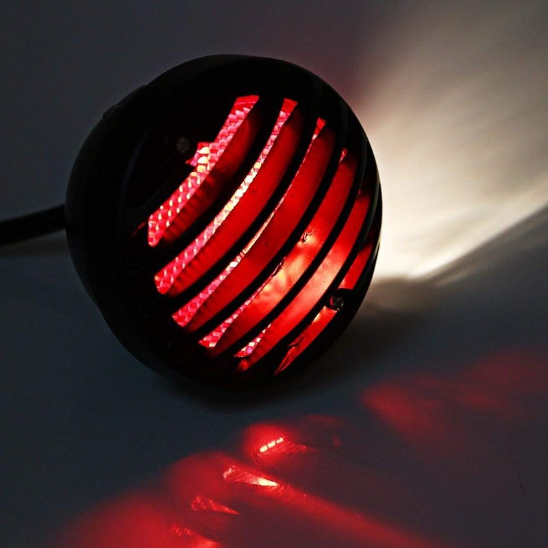KIMISS Tail Brake Light,Black Round Motorcycle Rear Brake Tail Lights