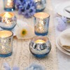 LETINE 36pcs Blue Votive Candle Holders - Elegant Mercury Glass