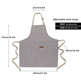 Vin Beauty Aprons, 2 Pack Cooking Chef Kitchen Apron, Unisex Adjustable Bib Apron, Waterproof Aprons, Adults Cotton Polyester Professional Apron for Home Kitchen, Coffee house, Restaurant(Black,Grey)