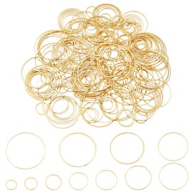 PH PandaHall Pack of 220 Brass Jewellery Connecting Rings 11 Sizes Gold-Plated Jump Rings with 8 30 mm Earring Circle Ring Charm for Earrings Bracelets Key Rings