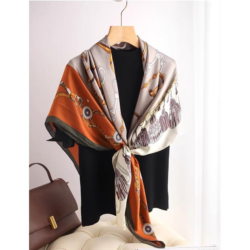MEISEE 100% Pure Mulberry Silk Scarf 43”*43” Large Square Lightweight