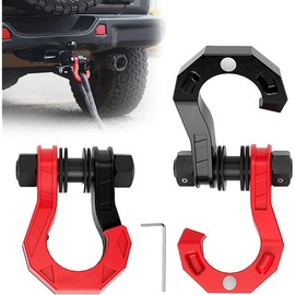 D Ring Shackles 3/4" Split Shackles, 44,000lbs Break Strength Towing Winch Shackles, Heavy Duty Shackles with 7/8" Screw Pin for Tow Strap Winch Off Road Vehicle Recovery, BlackRed