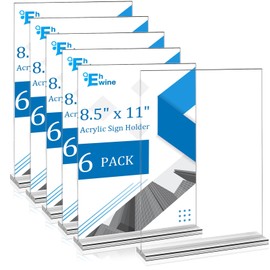 EHWINE 6 Pack 8.5 x 11 Acrylic Sign Holder, Clear Signs Display Holder Double-Sided Stand up Table Top Sign Holders Flyer Stand Frames Suitable for Office Business Store Hotels Party(Provide Non-slip Mats)