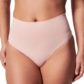 SPANXshape ExtraOrdinary Thong - Sculpting with Compression - Women's Shapewear Underwear - Recycled Nylon Fabric Blend - Vintage Rose - Small