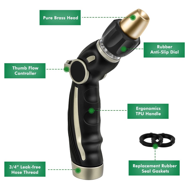 RESTMO High Pressure Hose Nozzle Sprayer, Heavy Duty Brass Head,