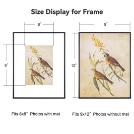 9x12 Picture Frame Set of 3, Black Modern Aluminum Metal Photo Frame with HD Glass, Fits 6x8 with Mat or 9 x 12 without Mat, for Horizontal Wall Mounting