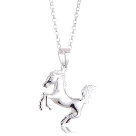 Vinani APF-T Italian Horse Pendant Shiny with Pea Chain 925 Sterling Silver, Sterling Silver