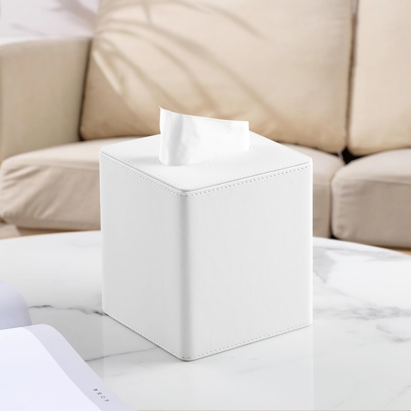 MEIBOOCH PU Leather Tissue Box Cover Square Tissue Box Holder