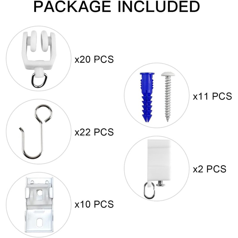 KXLife Accessories Kit for Flexible Ceiling Curtain Track, Bendable Curtain
