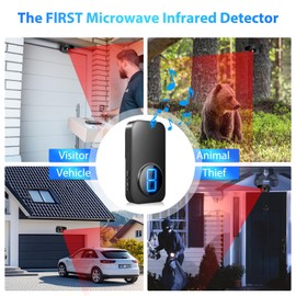 Wireless Driveway Alarm, Outdoor Weatherproof Motion Sensor & Detector with 600ft Range, Microwave Infrared Home Security Alert System for Driveway/Garage/Indoor/Outdoor