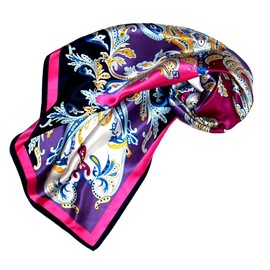 Lorenzo Cana Women’s Silk Scarf, 100% Silk, Baroque with Paisley Pattern (Luxus Seidentuch Reine Seide) - Pink Paisley, size: 90 x 90 cm