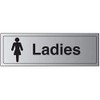 VSafety General Door-Ladies toilet Sign - 300mm x 100mm - 3mm Brushed Alu Comp