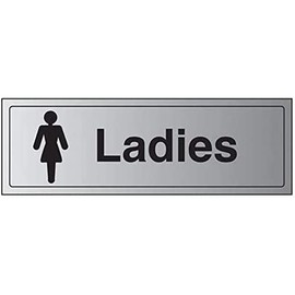 VSafety General Door-Ladies toilet Sign - 300mm x 100mm - 3mm Brushed Alu Comp