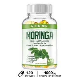 Xemenry Moringa Natural - Vegetarian Capsules - Energy and Immune Support - Non-GMO - Quantity: 120 capsules