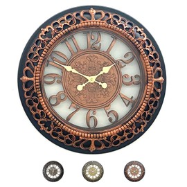 ANDSTAR 16 Inch Roman Numeral Wall Clock - Silent Non-Ticking Metal Frame with Glass Face, Battery Operated Vintage Decor for Living Room, Bedroom & Office (Antique Copper)