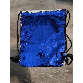 Unbranded Reversible Sublimation Sequin Drawstring Bag Blue and Black