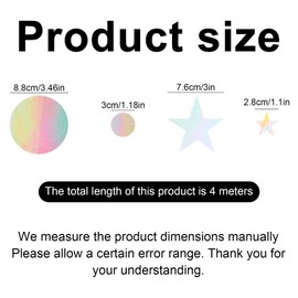 8 Metres Reflective Paper Garland, Colourful Star Round Circle Hanging Banner Garland, Holographic Rainbow Garland, Hanging Party Decoration for Birthday, Wedding, Backdrop