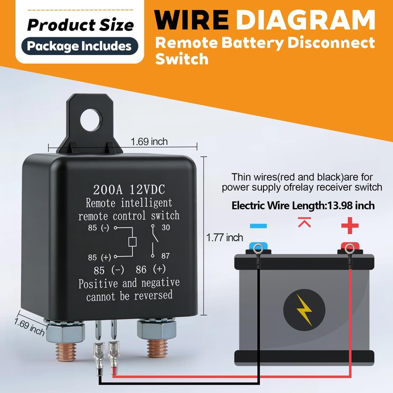 Remote Battery Disconnect Switch 12V, 200A Remote Control Battery Kill