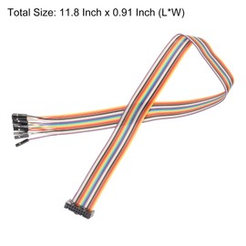 sourcing map 4 Pcs IDC Rainbow Wire Flat Ribbon Cable FC-Female to 18P 11.8 Inch Length 2.54mm Pitch Breadboard Jumper Wires for Electronic Projects
