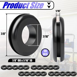 Stitokg 20 Pack Rubber Grommet for Pressure Washer Nozzle Tips Holders – 1/16" Inner Groove, 7/8" OD x 7/16" ID – Black Rubber Grommets Fits Most Brands, Durable Seal for Washer Parts & Accessories