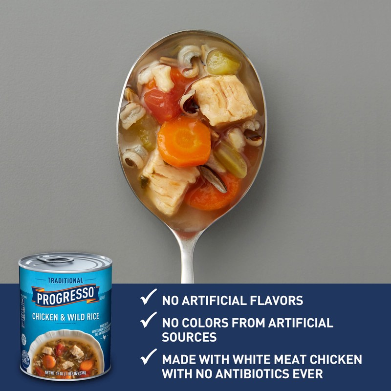 Progresso Traditional, Chicken and Wild Rice Soup, Gluten Free, 19