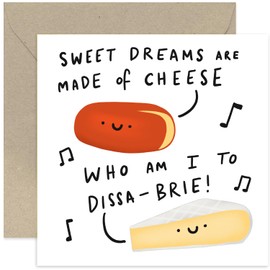 Old English Co. Funny Birthday Card for Him or Her - Hilarious Cheese Food Pun - 'Sweet Dreams Are Made of Cheese' Card for Brother, Sister, Mum, Dad | Blank Inside Envelope