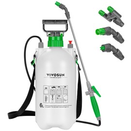 VIVOSUN Pump Sprayer 1.6 Gallon, Portable Water Spray Bottle for Lawn and Garden Yard, Weed Sprayer for Plants with 3 Nozzles, Adjustable Shoulder Strap, Pressure Relief Valve